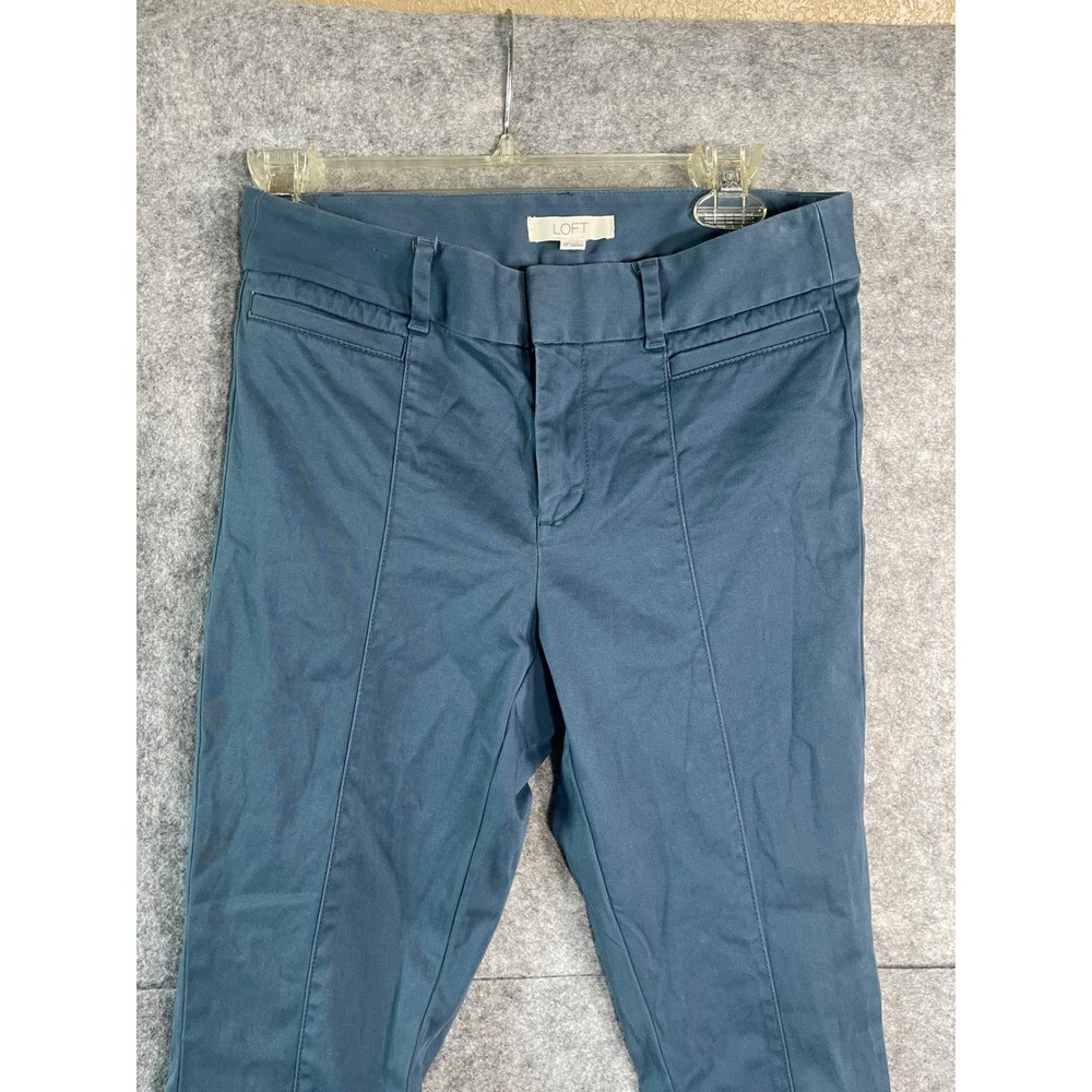 Loft Womens 2P Petite Skinny Ankle Pants Teal Blue Seam Front Trousers Stretch - Picture 2 of 8